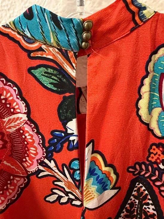 Maeve Orange Floral Maxi Dress with Multicolor Print XS size silk - Picture 5 of 6